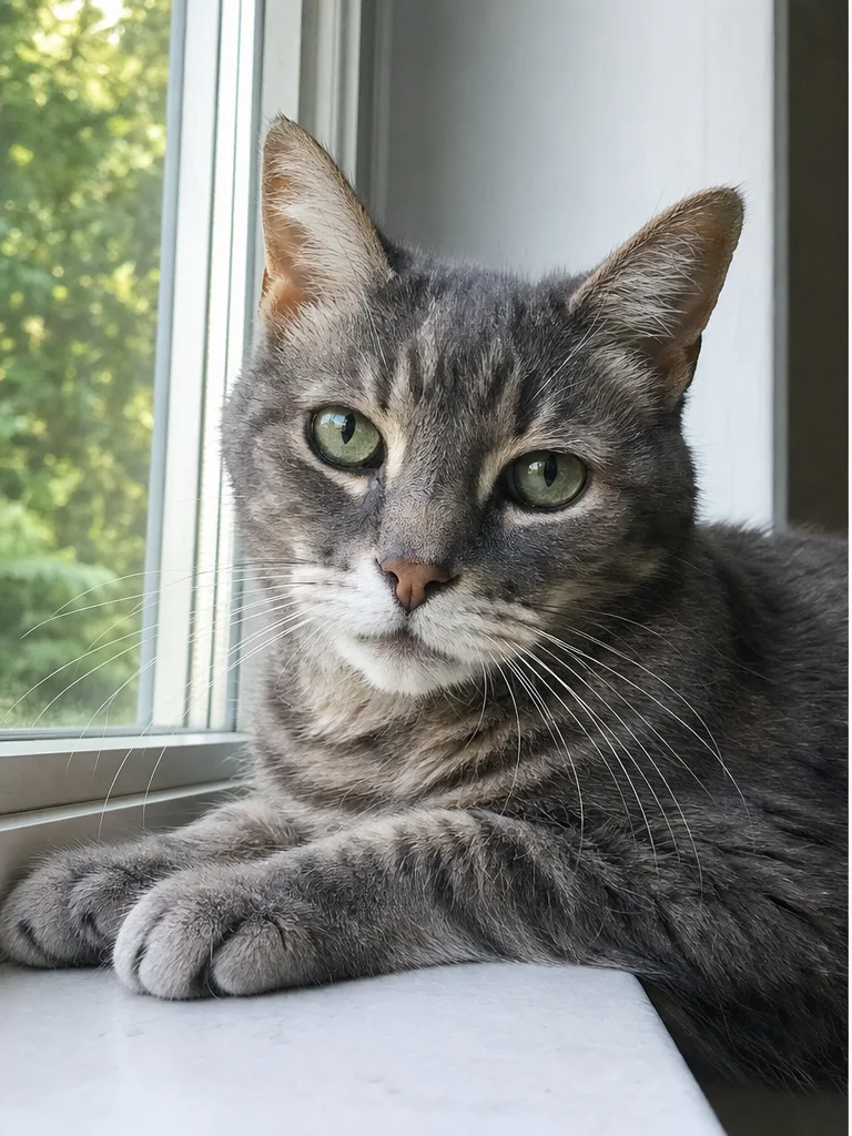 Original-Handyfoto der Katze auf der Fensterbank