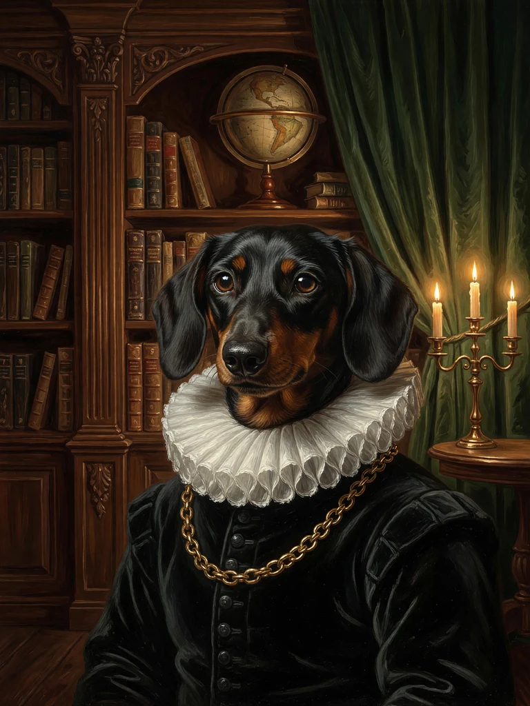 Adelsportrait mit Halskrause im Öl-Stil