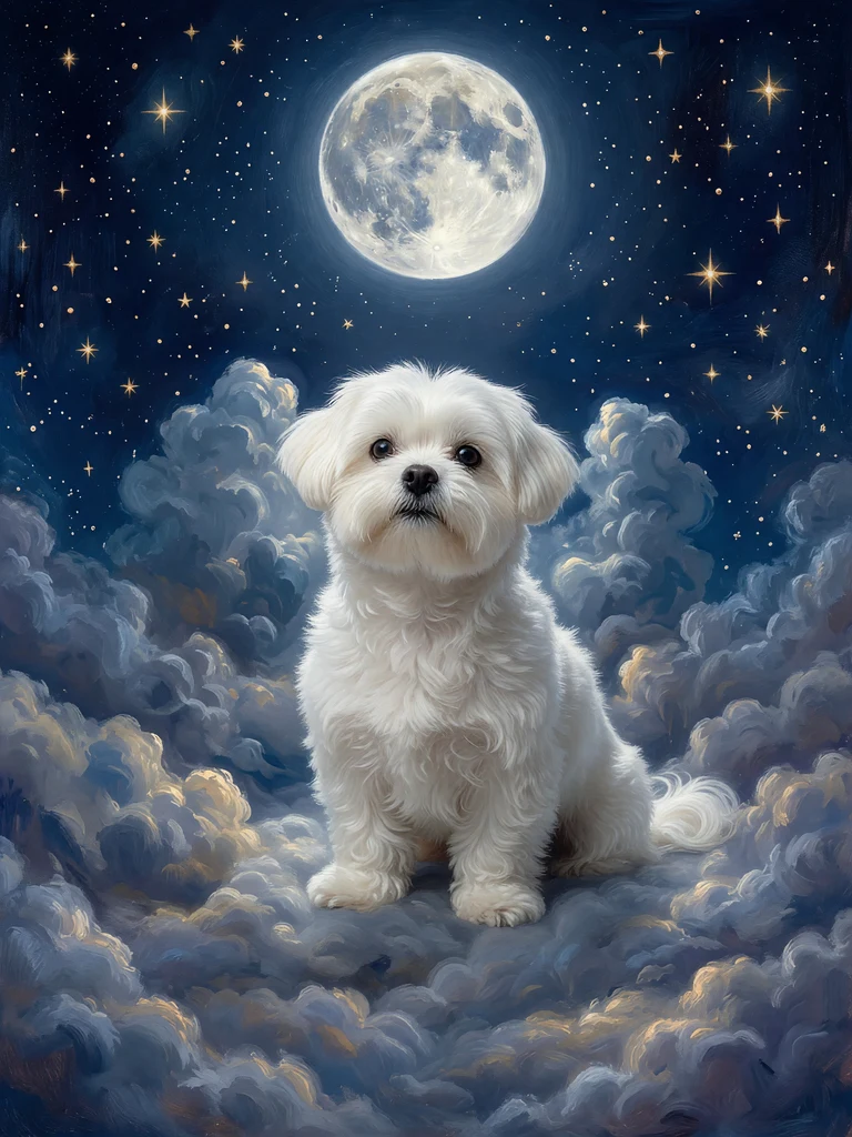 Motiv Sternenwacht — Portrait unter Vollmond und goldenen Sternen